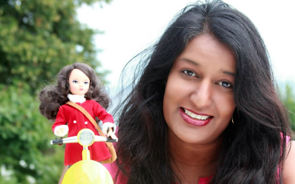 Sharmi Albrechtsen with a SmartGurlz robot.